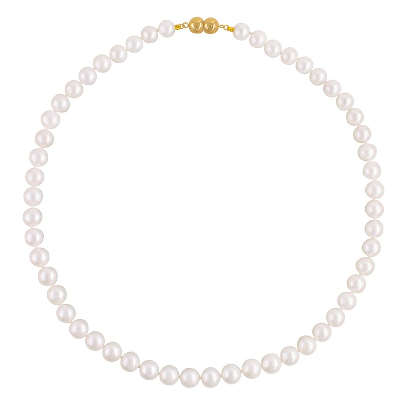 Κολιέ με Κ14 χρυσό μαγνητικό κούμπωμα και λευκά μαργαριτάρια - F126587